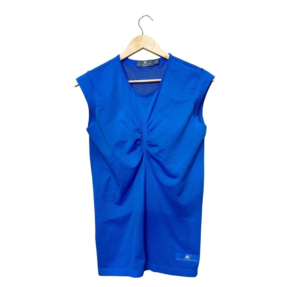 Adidas Stella McCartney Barricade Blue Mesh Athletic Tank‎ Top Women Large